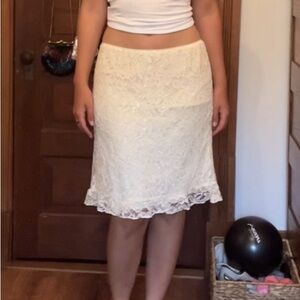 ASOS Cream Lace Midi Skirt